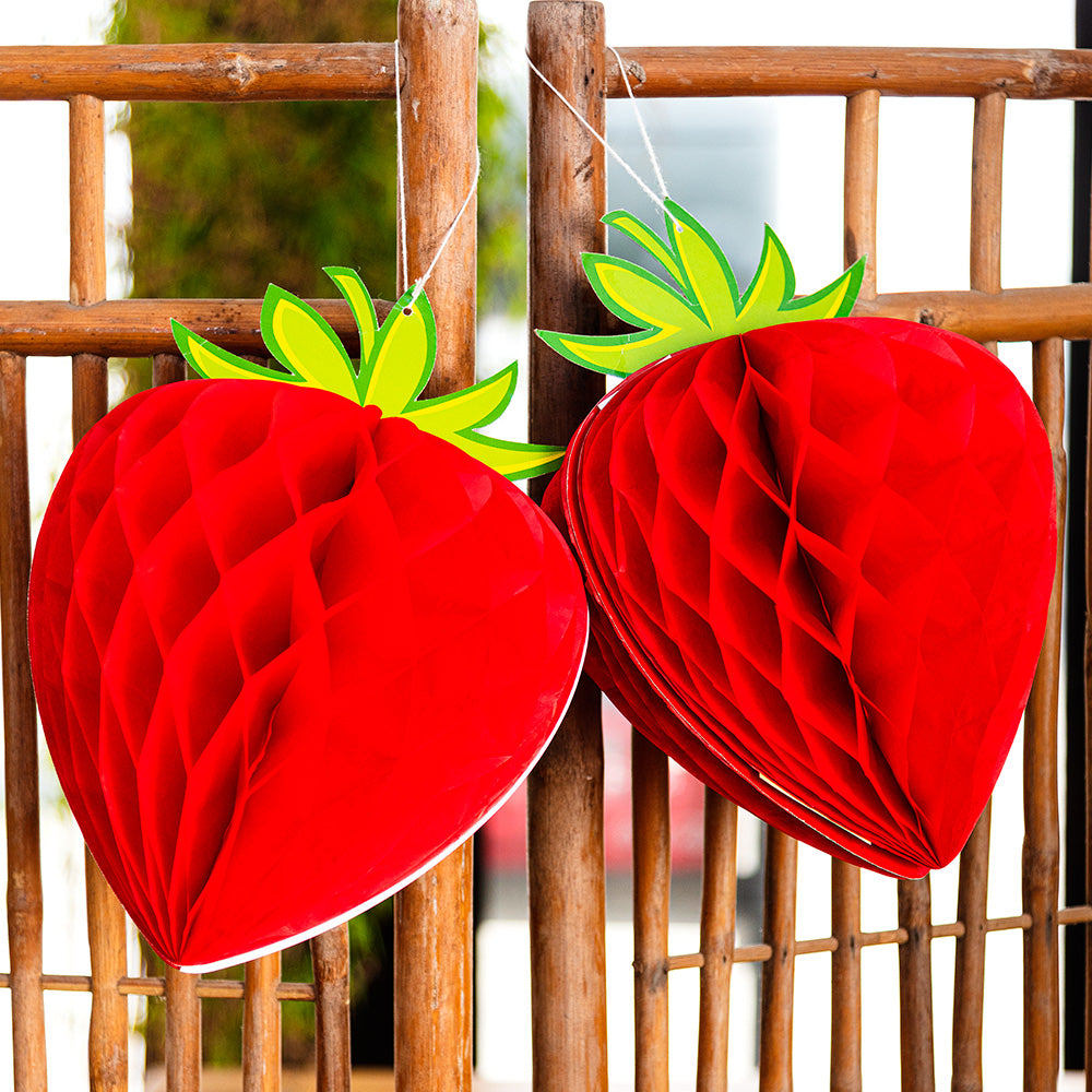 Décoration Fraise Honeycomb - Suspension Fête 30cm