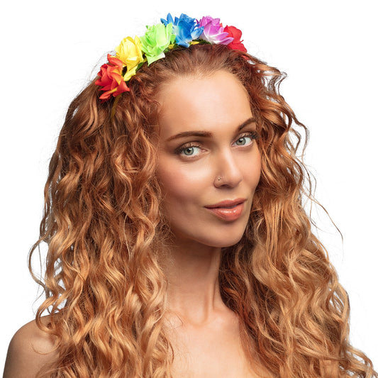 Couronne de Fleurs Multicolores - Accessoire Fête et Déguisement