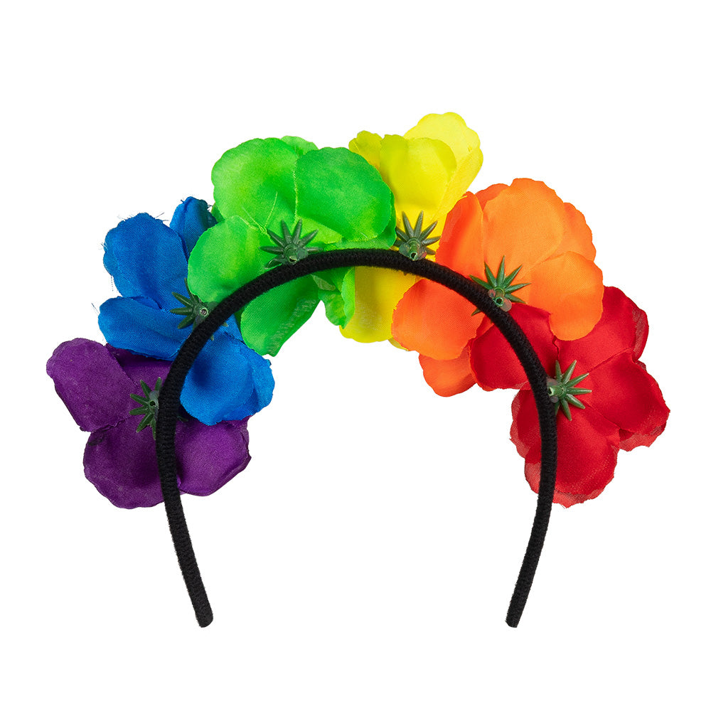 Serre-tête Fleurs Arc-en-Ciel Rainbow - Accessoire Fête