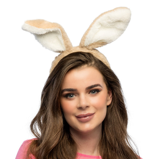 Serre-tête Oreilles de Lapin Blanc & Beige - Accessoire Déguisement
