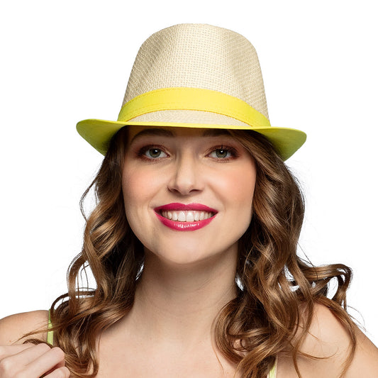 Chapeau Panama Fluo Neon - Accessoire Fête Adulte