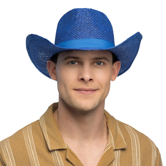 Chapeau Cowboy Bleu Paille - Accessoire Western Unisexe