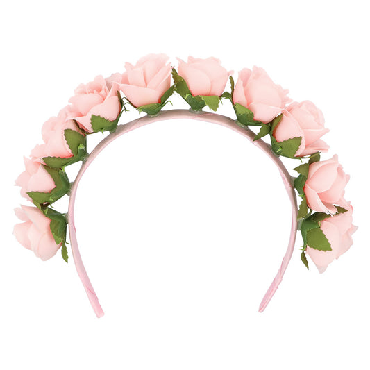 Serre-tête Couronne Roses Rose Pâle - Fleurs Mariage Soirée