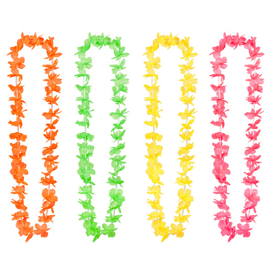 Collier Hawaïen Fleurs Tropicales UV Blacklight - 25 Pcs