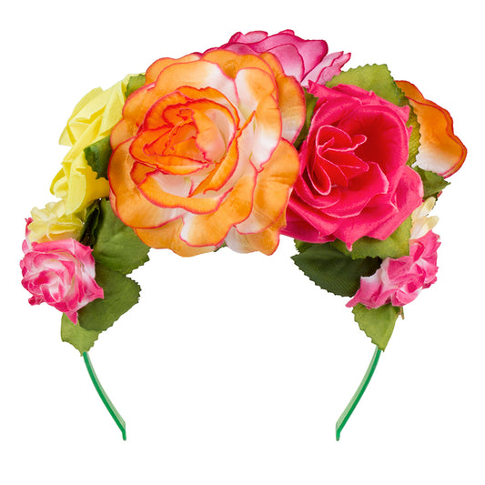 Couronne de Fleurs Multicolores - Accessoire Fête Hippie Hawaïen