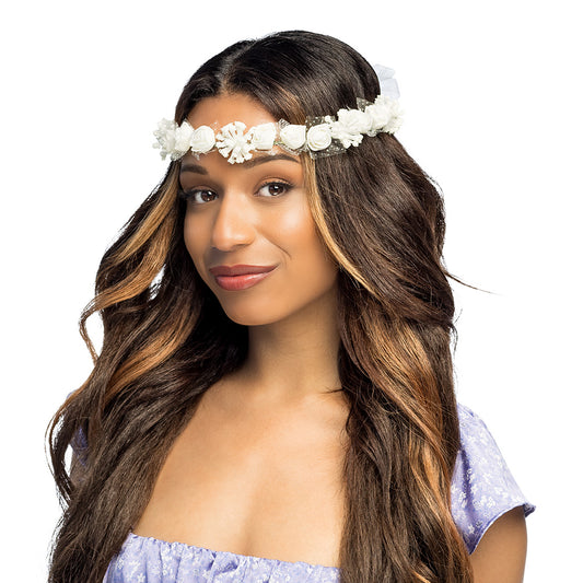 Couronne de Fleurs Blanches avec Rubans - Accessoire Mariage
