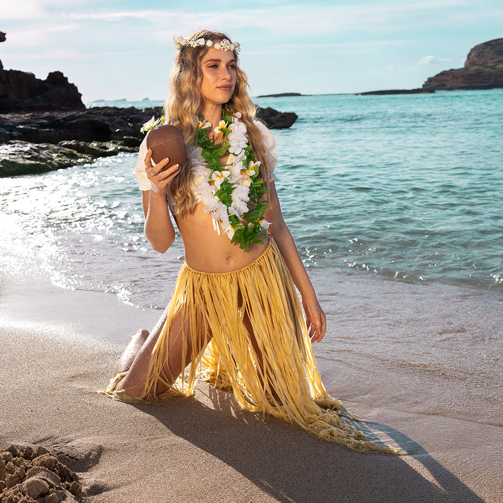 Jupe Hawaïenne Paille Longue - Déguisement Tropical Femme