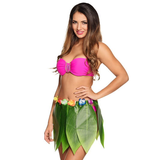 Jupe Hawaïenne Verte avec Fleurs Colorées - Déguisement Tropical