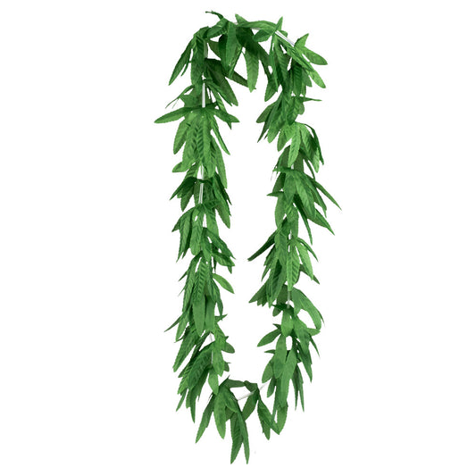 Collier Hawaïen Feuilles Tropicales Vert - Déguisement