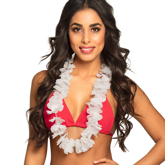 Collier Hawaïen Blanc - Accessoire Fête Tropicale Luxe