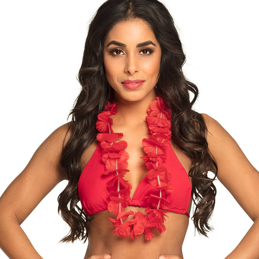 Collier de Fleurs Hawaïen Rouge - Accessoire Déguisement Tropical