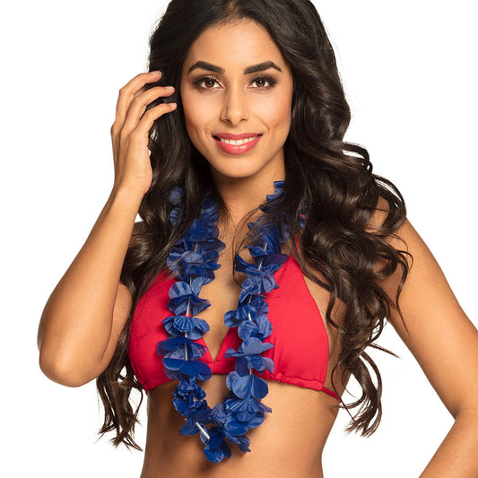 Collier Hawaïen Bleu Fleurs - Accessoire Fête Tropicale
