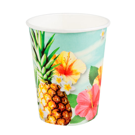 Gobelets Tropicaux Fleuris - Lot de 8 Verres Jetables Fête