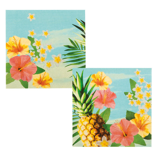 Serviettes Hibiscus Tropical - Décoration Fête Hawaïenne