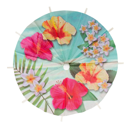 Parasol Tropical Fleurs - Accessoire Fête Hawai Coloré