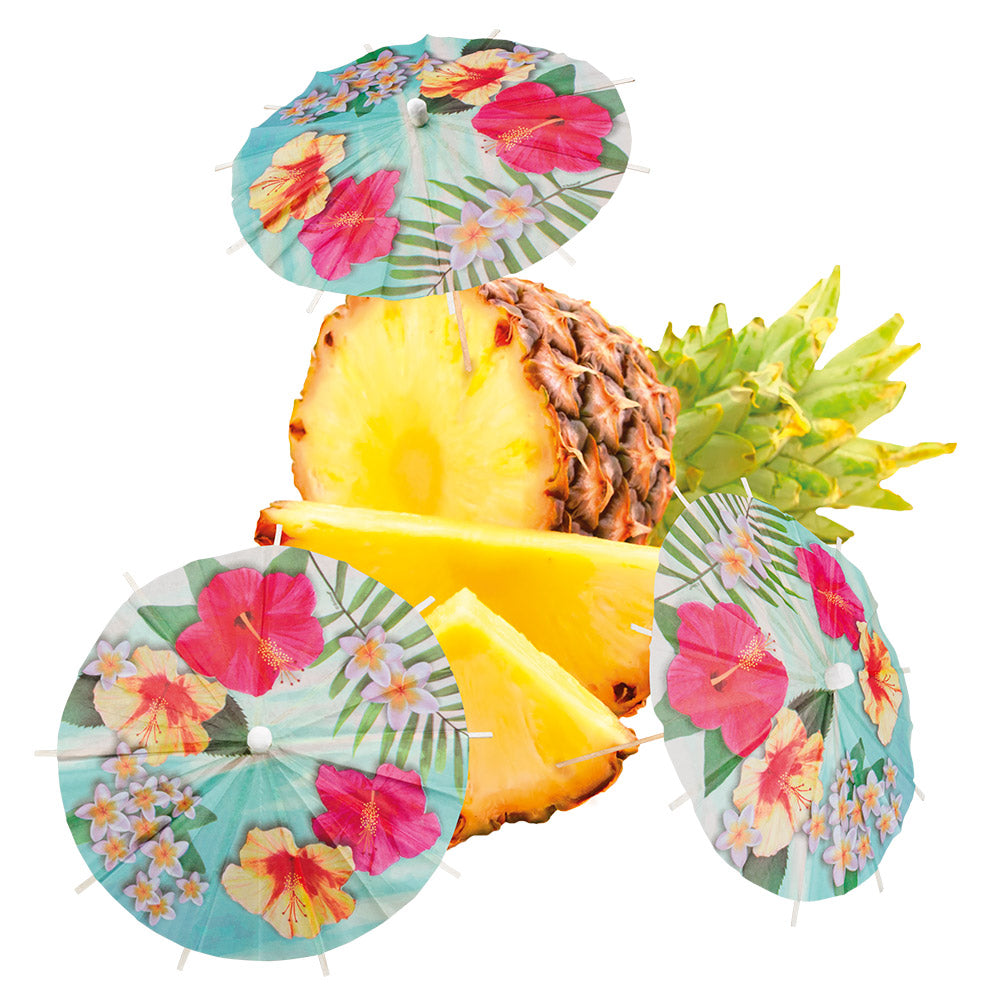 Parasol Tropical Fleurs - Accessoire Fête Hawai Coloré