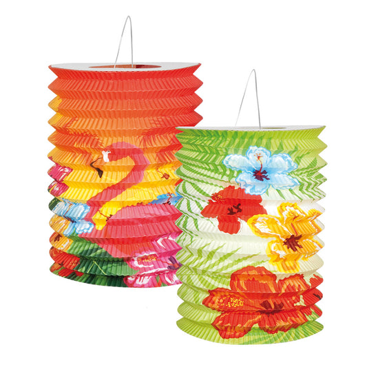 Lanternes Papier Fleurs Tropicales - Décoration Fête Colorée
