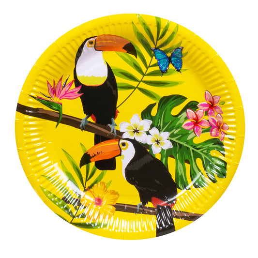 Assiettes Toucan Tropical - Décoration Fête Jungle Colorée