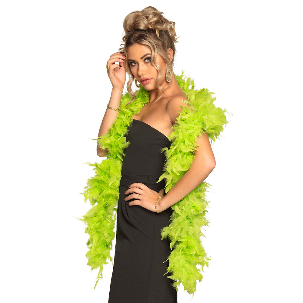 Boa Plumes Fluo Vert - Accessoire Déguisement Glamour