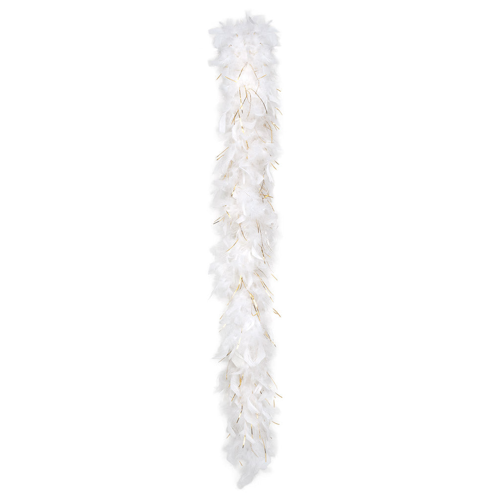 Boa en Plumes Blanc et Or - Accessoire Cabaret Glamour