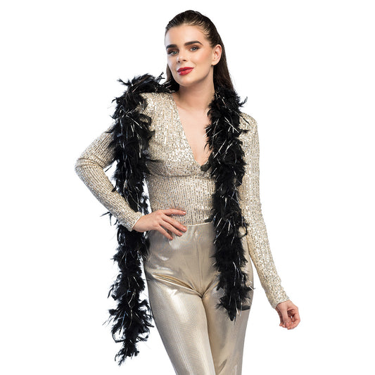 Boa Plumes Noires Luxe - Accessoire Cabaret et Soirée