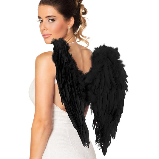 Ailes Noires Plumes Adulte - Déguisement Ange Démon