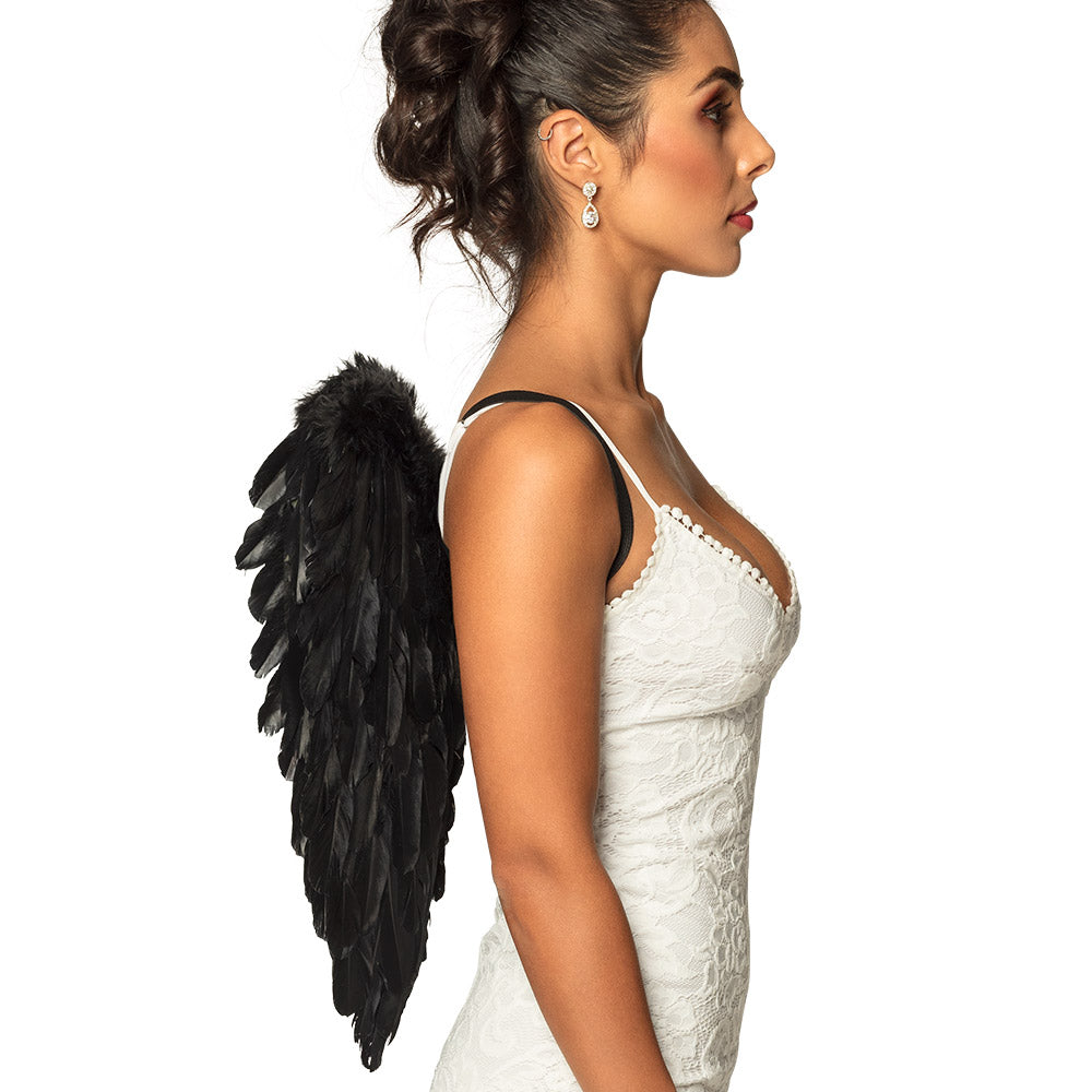 Ailes Noires Plumes Adulte - Déguisement Ange Démon