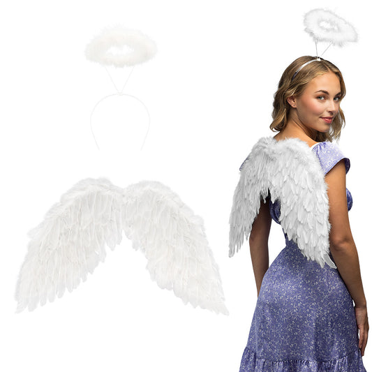Ailes d'Ange Blanches avec Halo - Déguisement Céleste