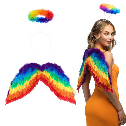Ailes Arc-en-Ciel Deluxe avec Serre-tête - Déguisement Ange