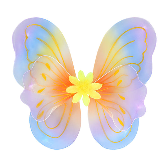 Ailes de Fée Papillon Iridescentes avec Fleur - Déguisement Enfant