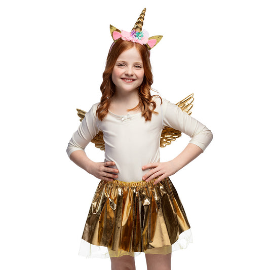 Déguisement Licorne Enfant Ailes Dorées Headband Rose