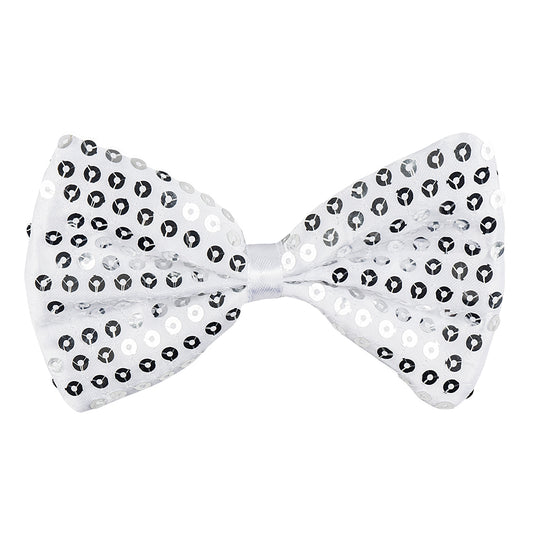 Noeud Pap' Paillettes Blanc - Accessoire Soirée Classe