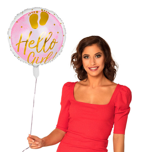 Ballon Hélium Hello Girl Pied Bébé - Décoration Naissance