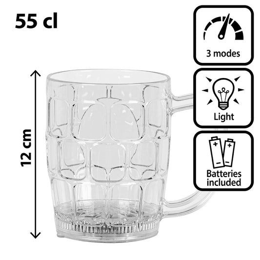 Chope LED Lumineuse 55cl - 3 Modes de Lumière RGB