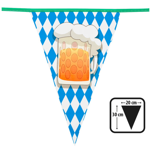 Guirlande Fanions Bière Bavaroise Bleu Blanc 3,6m