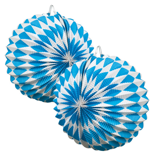 Lanternes Décoratives Losanges Bleu et Blanc - Décor Fête Bavaroise