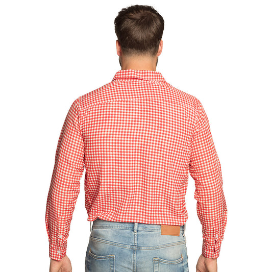Chemise à carreaux rouge et blanc avec motif bière - Costume bavarois