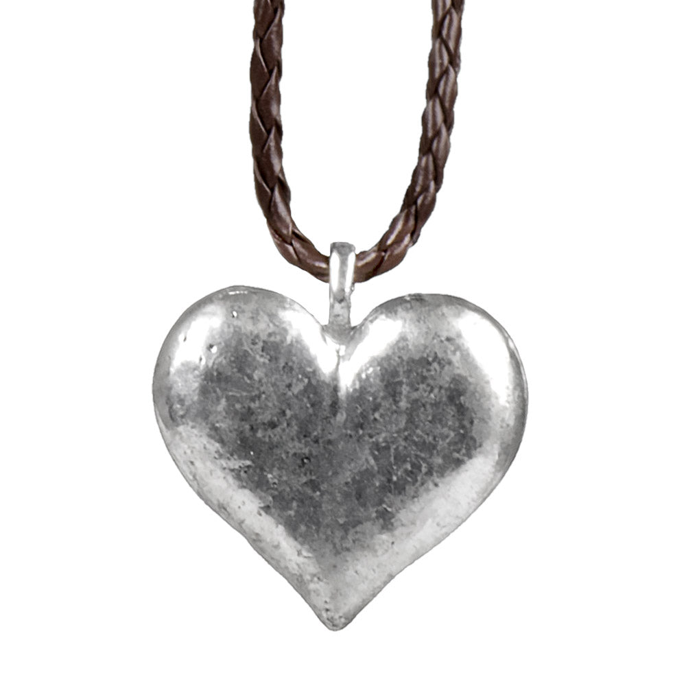 Collier Cœur Argenté avec Chaîne Tressée - Accessoire Costume