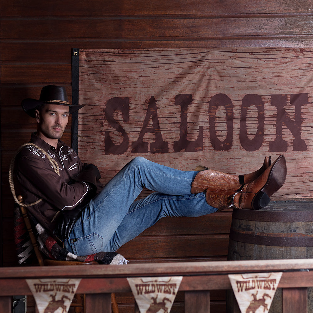 Chemise Cowboy Marron Brodée - Déguisement Western Homme
