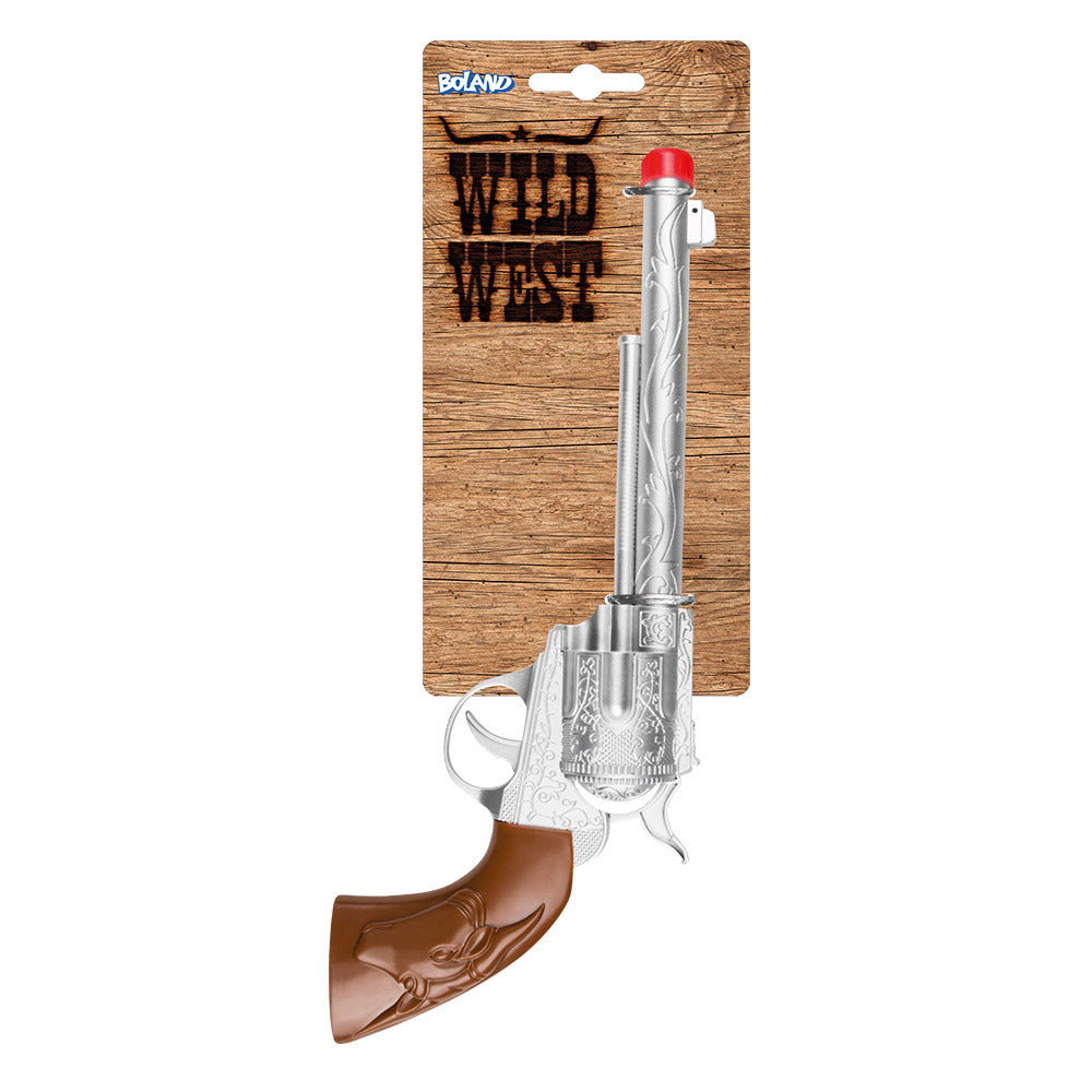 Pistolet Cowboy Argenté avec Balle Rouge - Accessoire Western Enfant
