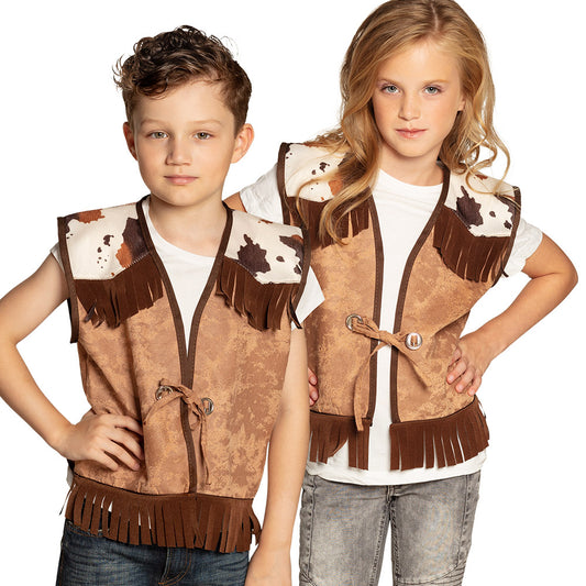 Gilet Cowboy Enfant Marron avec Franges - Déguisement Western