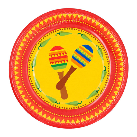 Assiette Fiesta Mexicaine Maracas - Décoration Fête 23cm