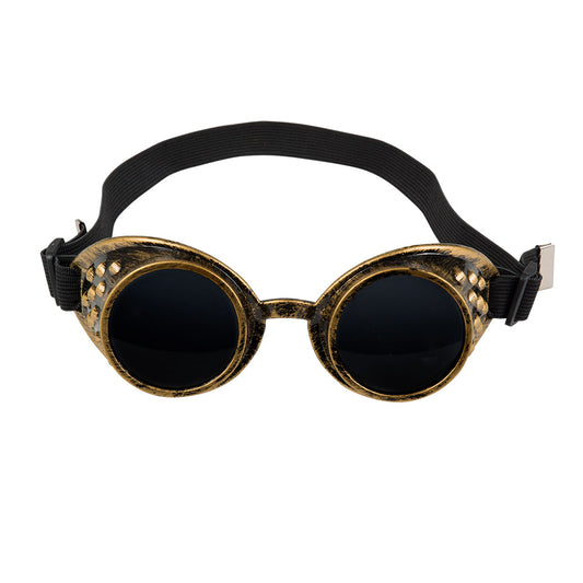 Lunettes Steampunk Dorées avec Picots - Accessoire Rétro-Futuriste