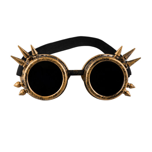Lunettes Steampunk Dorées à Pics - Accessoire Rétro Futuriste