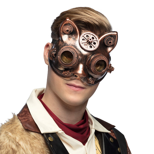 Masque Steampunk Chat Mécanique avec Engrenages
