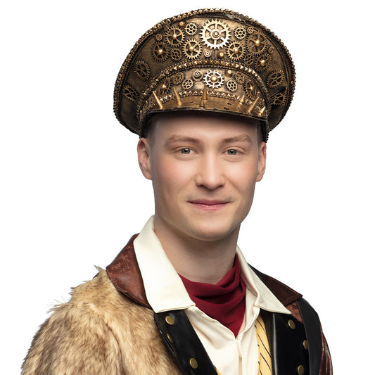 Chapeau Steampunk Haut Gears Brass - Accessoire Cosplay Luxe