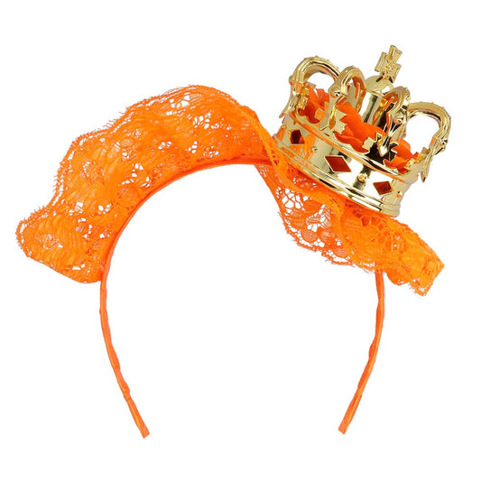 Serre-tête Couronne Royale Orange et Or Luxe