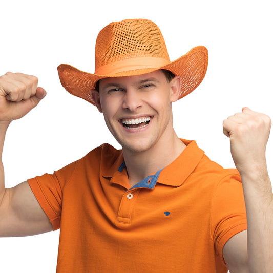 Chapeau Cowboy Orange Filet - Déguisement Western Adulte