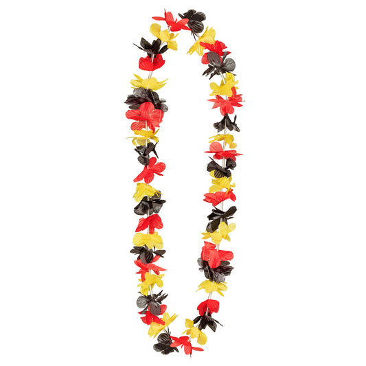 Collier de Fleurs Hawaïennes Rouge Jaune Noir - Accessoire Fête