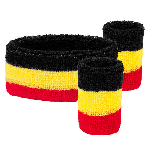Bandeau et Bracelets Belgique - Accessoires Supporter Bleu Jaune Rouge